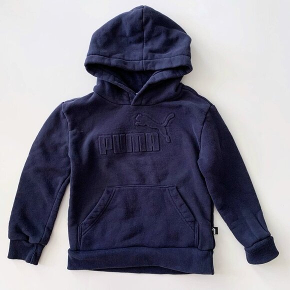 Puma Girl Navy Fleece Hoodie Sweatshirt 5T 6 years XS - Picture 1 of 7